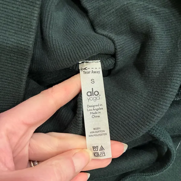 Alo Yoga Women’s Effortless Hoodie Cropped Green Cotton Blend Size S - Image 6