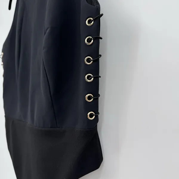 MISHA Collection Black Lace Up Corset Bodysuit Womens Medium High Neck Stretch - Image 5