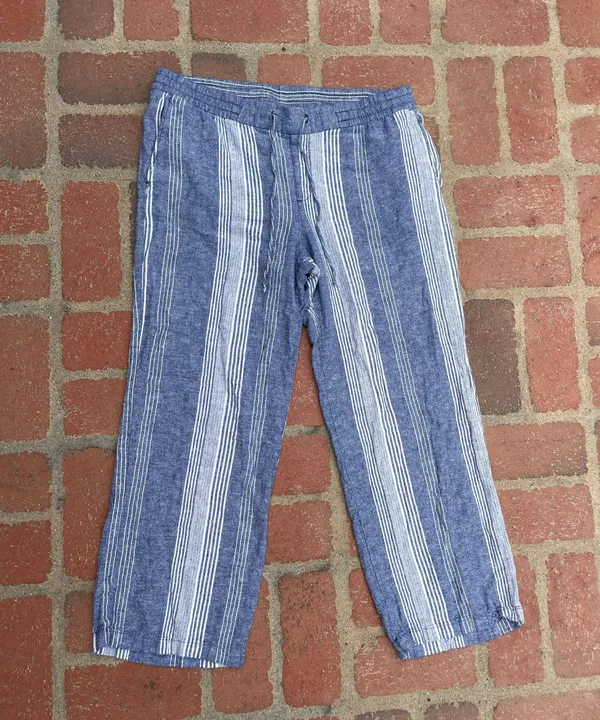 Old Navy Linen blue striped pants 🌊 - Image 2