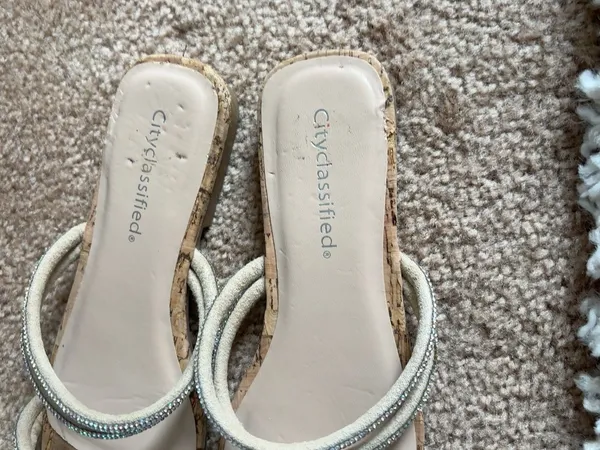 Cityclassified Rhinestone Cork Flat Slide Sandals Size 7 - Image 3