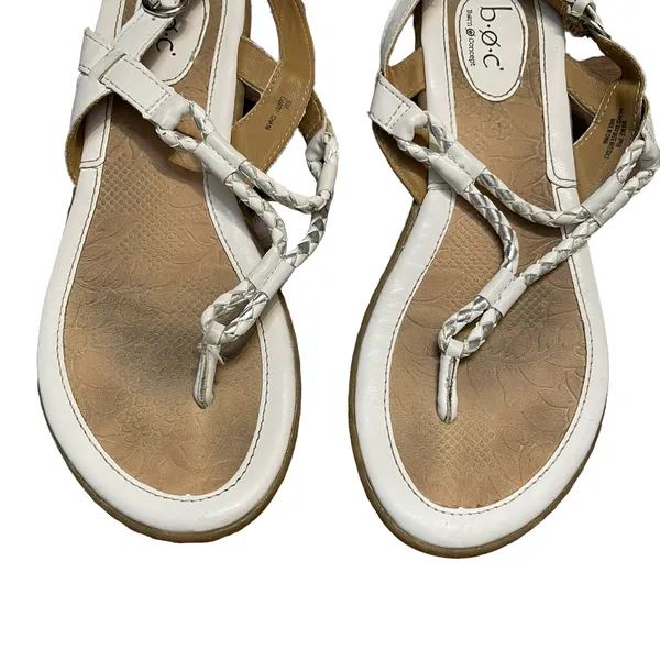 B.O.C. Born Concept Sandals Size 8M White Leather‎ C89701 Thong Strap - Image 3