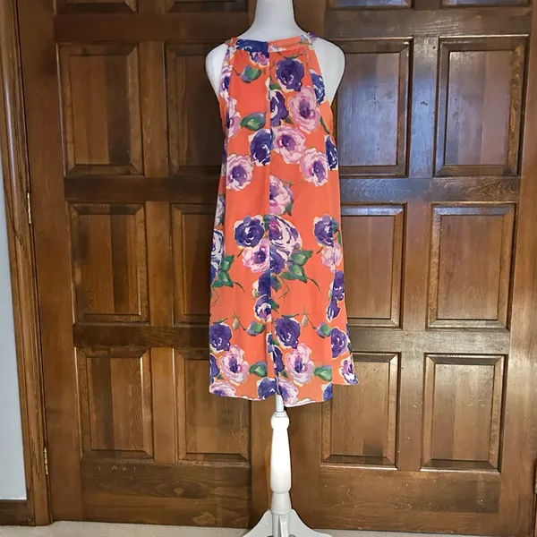 Betsey‎ Johnson Womens Pullover Chiffon Dress Pink Floral Size 6 Trapeze Swing - Image 3