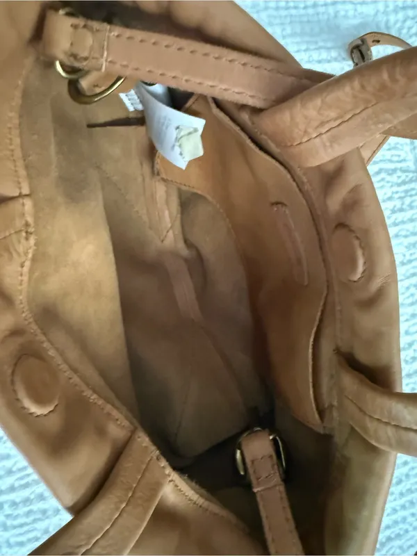 Madewell Cow Leather Crossbody Purse Brown Tan Magnetic Closure Pocket Handles - Image 6