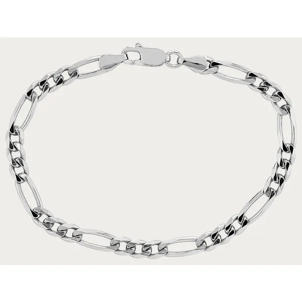 NEW Unisex Rhodium Plated 925 Sterling Silver‎ Figaro Chain Bracelet, 8” - Image 12