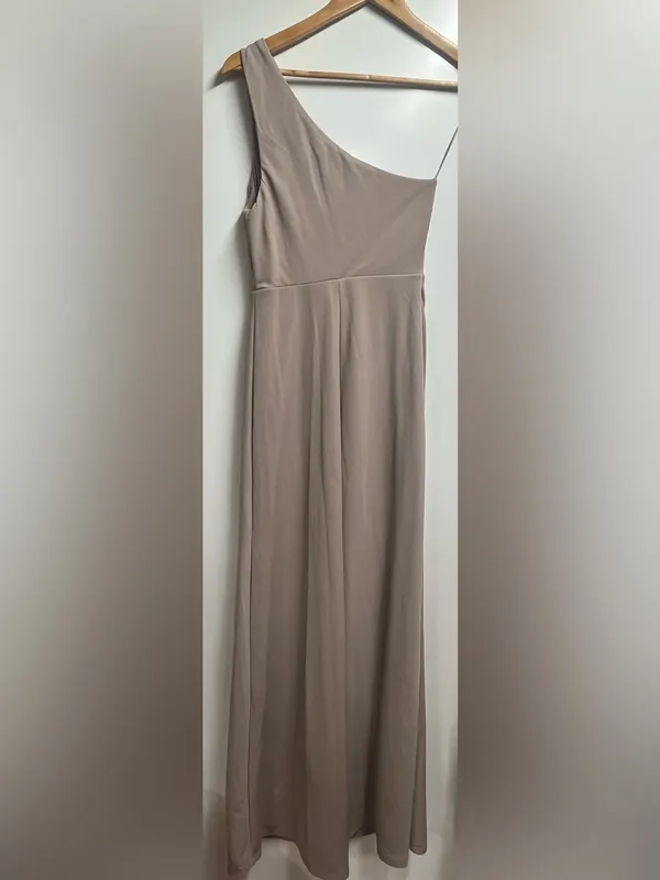 Birdy Grey One Shoulder Kira Crepe Dress in Taupe size xs - Image 5