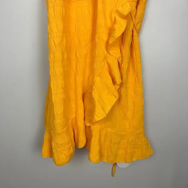 Women's Ruffle Hem Wrap Dress A-line Yellow Size XL NWT Vacation Resortwear - Image 5