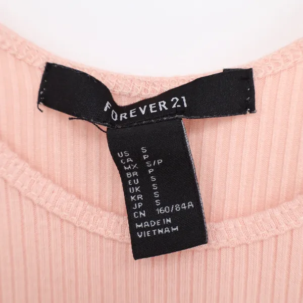 Forever 21 Bodysuit Womens Small Peach Ribbed Knit Scoop Neck Excellent - Image 2
