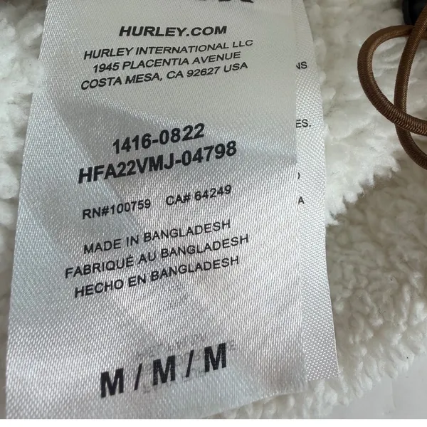 Hurley Womens Sherpa Fleece Quarter Zip Pullover Cream Brown Elbow Patch Medium - Image 6