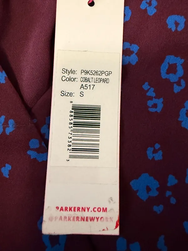 NWT Parker Surplice Ruffle Mini Dress Plum Blue Animal Print Small - Image 6