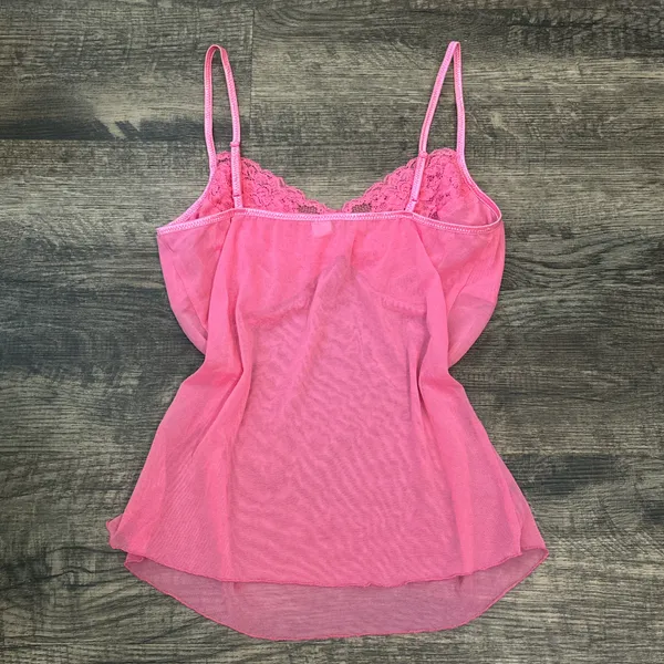 pink sheer lace tank top with tie detailing - Image 5