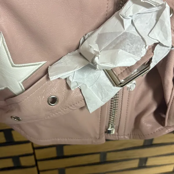 Zenana‎ Blush Star Moto Belted Jacket Size Small - Image 8