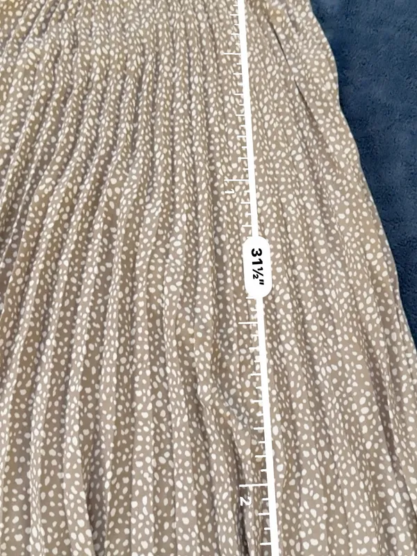 Vince Camuto Beige Micro Dot Pleated Midi Skirt - Image 7