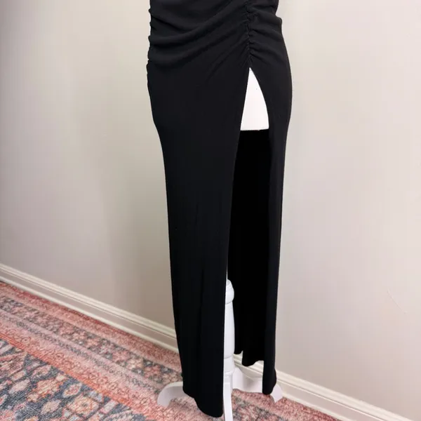 Free People Black Strapless Ruched Side Slit Maxi Blouse Medium OB1438914 - Image 4