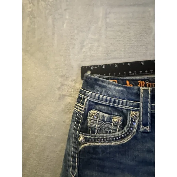 Rock Revival Kai Sequin & Rhinestone Bling Jean Shorts - Size 25 - Image 7
