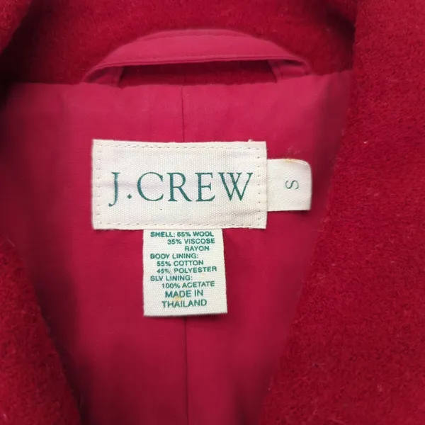 J Crew Classic‎ Red Wool Blend Button Front Coat Jacket Size Small - Image 4