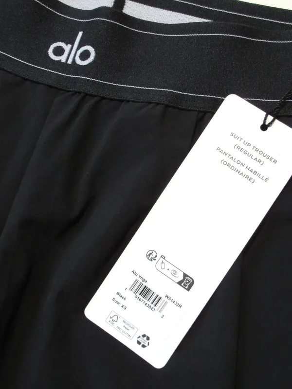 NWT Alo W51432R Suit Up Trouser (Regular) in Black Wide Leg Pants XS - Image 4