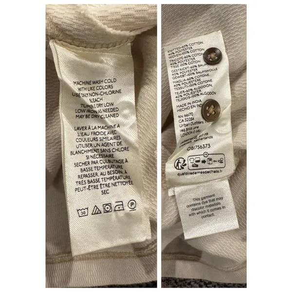 FREE PEOPLE Isabelle Plaid Trim Thermal Henley In Mink Combo Size Large - Image 10