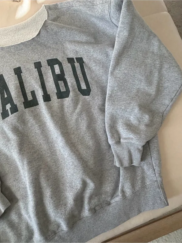 Brandy Melville Malibu Graphic Crewneck Sweatshirt - Gray - Image 3