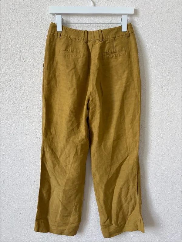 Lafayette 148 Linen Viscose Gates Pant Size 2 Khaki Green Luxury Career - Image 2
