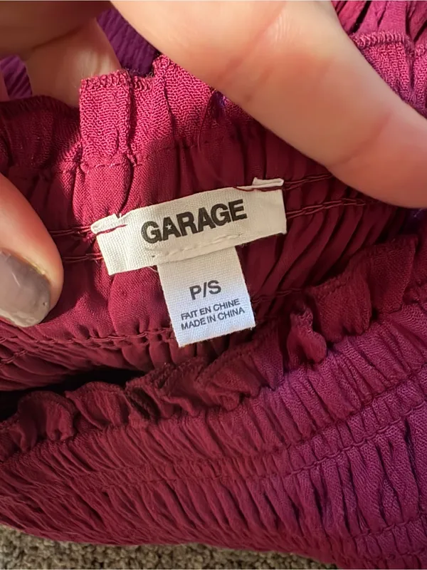 Garage Strapless Smocked Skater Dress Romper in Deep Magenta with Shirred Top - Image 4