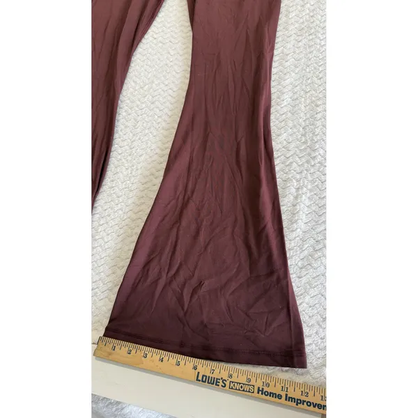 OFFLINE by Aerie Real Me High Rise Flare Leggings Brown Ruched V-Front Large - Image 4