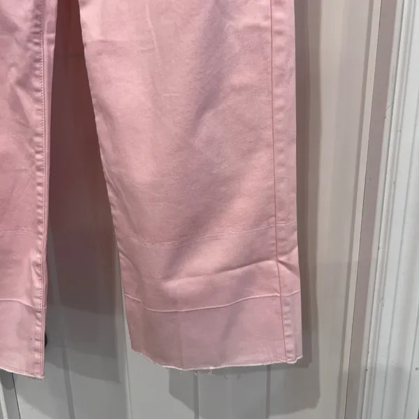 APNY New York Womens Pink Wide Leg Jeans High Rise Raw Hem Size 12 Stretch Denim - Image 2