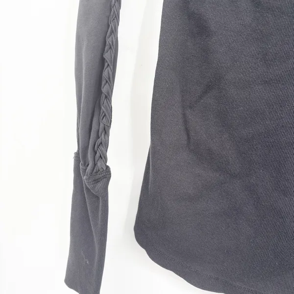 We The Free Free People Womens Black Daisy Chain Cuff Edgy Ribbed Blouse‎ Size S - Image 6