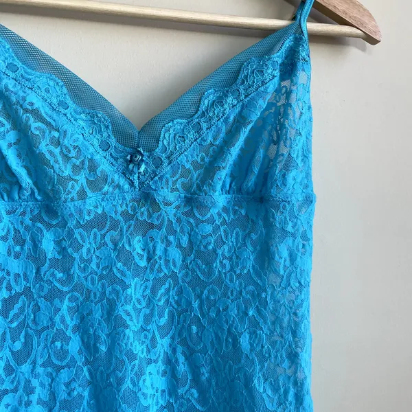 Victoria's Secret teal blue slip dress sheer lace women's size large‎ lingerie - Image 2