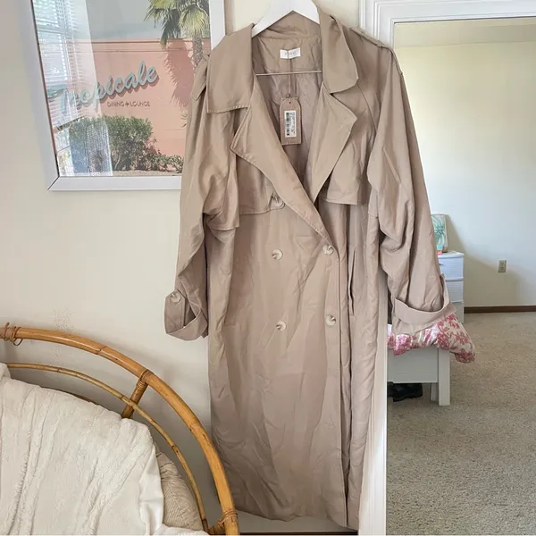 Meshki Andreas Oversized Trench Coat in Beige Tan Size XL *No Belt* - Image 4