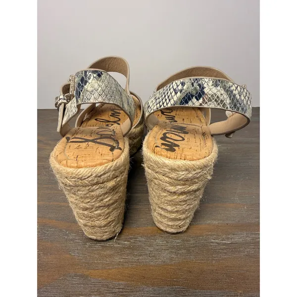 Sam Edelman Maura Snakeskin Espadrille Platform 4" Wedge Sandals Size 8.5 - Image 11