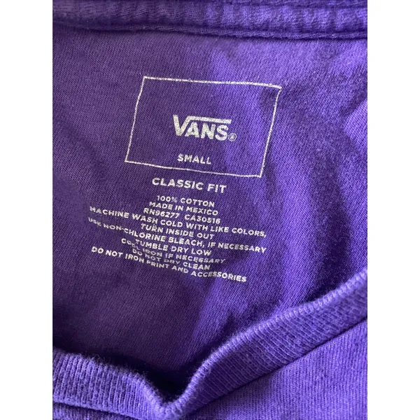 Vans Off The Wall Graphic T-Shirt Womens Size S Purple Skater Cotton Tee - Image 7