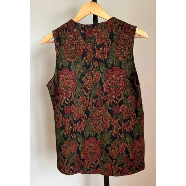 Vintage Amanda T Leaf Floral Vest Small Fall Autumn - Image 2