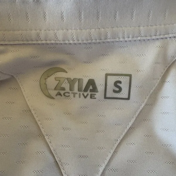 ZYIA Active women's polo shirt white short sleeve collared lightweight small - Image 6
