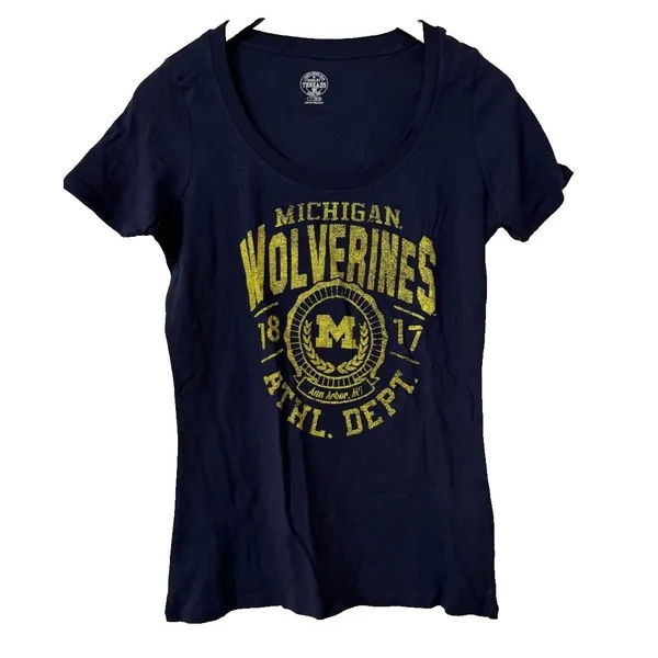 Rivalry Threads Michigan Wolverines Navy Blue Graphic T-Shirt Womens Large 11/13 - Image 2