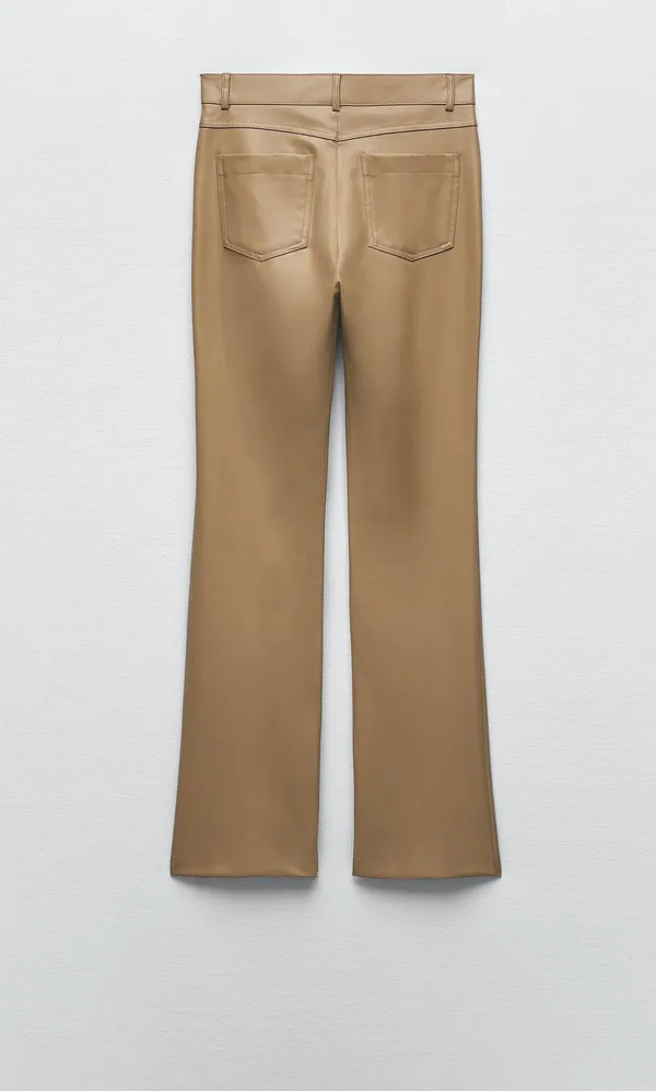 Faux Leather Mini Flare Pants - Image 4