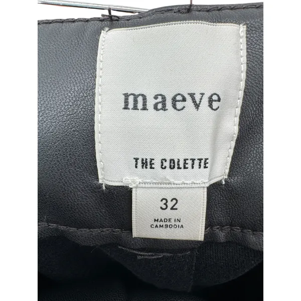 Maeve‎ The Colette Faux Leather Wide Leg Crop Pants Black 32 High Rise Modern - Image 5