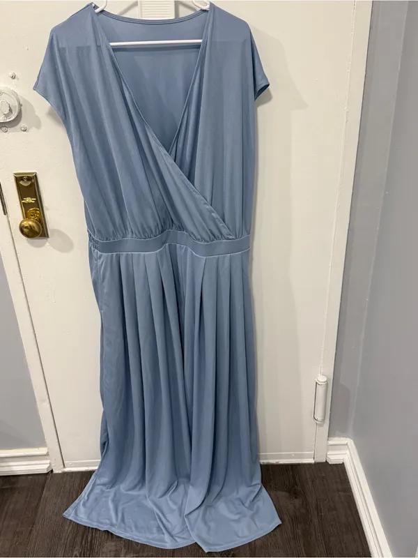 NWOT Halara Blue V Neck Short Sleeve Wide Leg Jumpsuit - Image 6