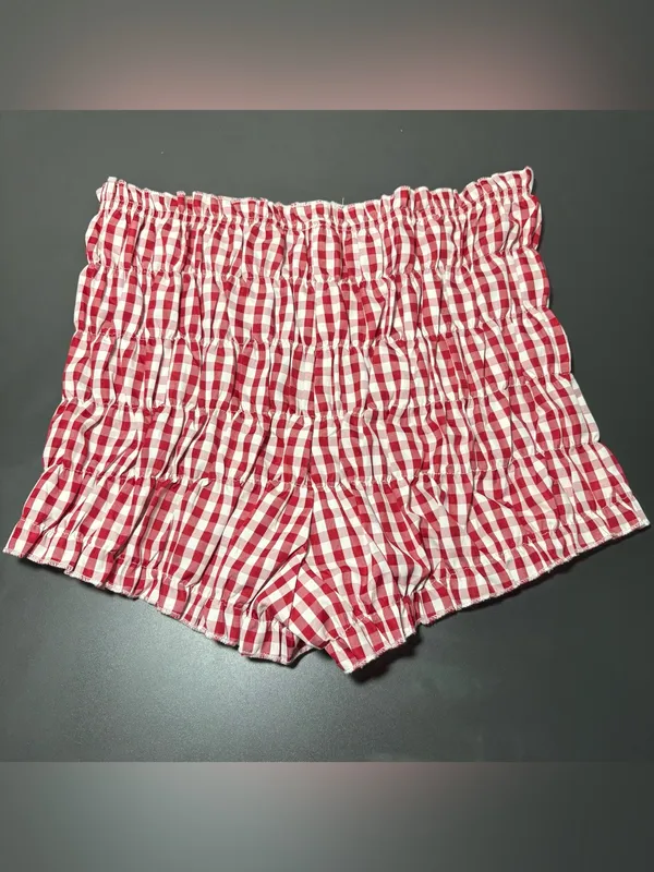 Red Gingham Smocked Shorts - Image 3
