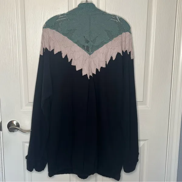 Free People Isla Pullover Oversized Sweatshirt Sz XL Quarter Zip Lace - Image 7