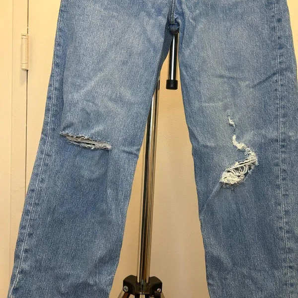 Levi's X Revolve Ribcage Straight Ankle Jeans in Jazz Time with Distressing - Image 8