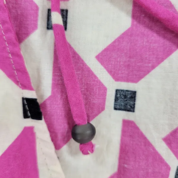 Zara Geometric Babydoll Dress Womens Medium Pink High Low Tunic Tiered Loose Fit - Image 6