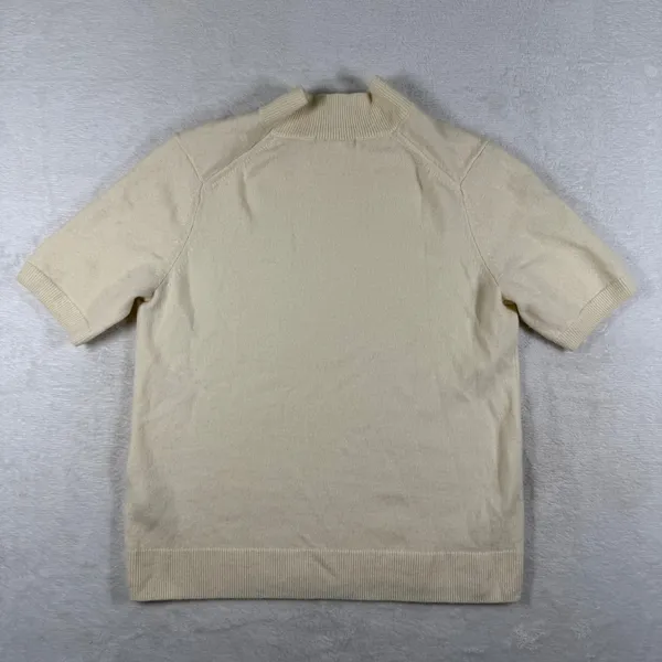 Uniqlo 100% Cashmere Short Sleeve Mock Neck Sweater Cream 251-472977 S - Image 7