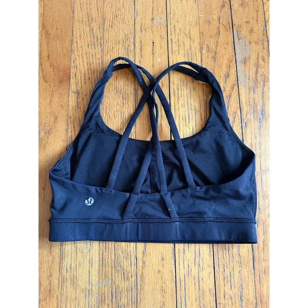 Lululemon Sports Bra Womens 6 Black Strappy Crossback Yoga Activewear Top - Image 3