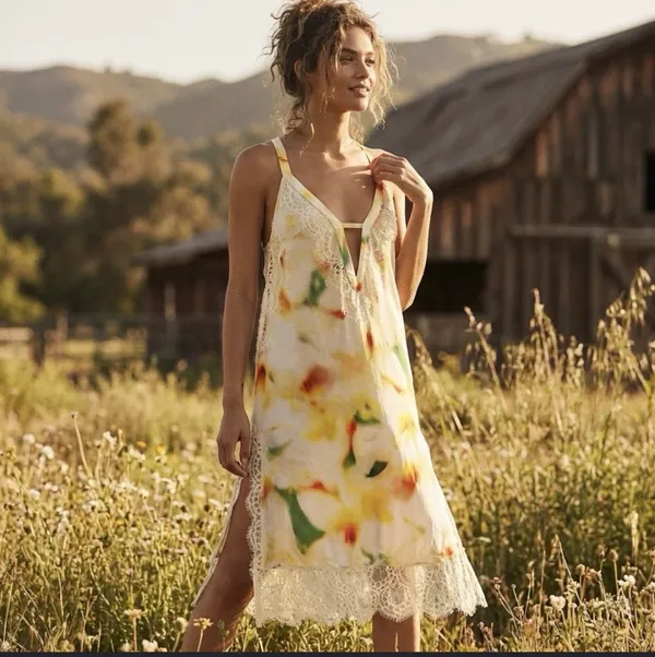 Anthropologie LyreBird Silky Midi Slip Dress - Image 2