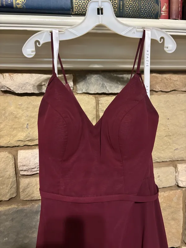 Azazie Bridesmaid Dress Janine Cabernet - Image 3