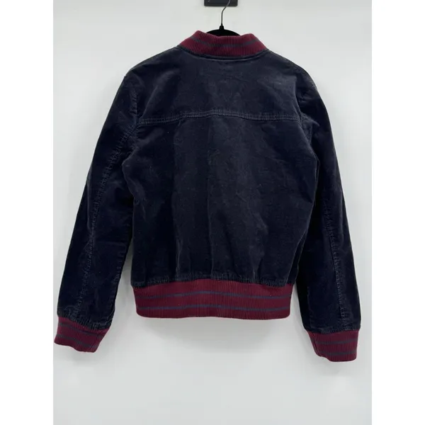Free People Jacket Womens XS Black Red Atlas Corduroy Cord Bomber Coat Steampunk - Image 4