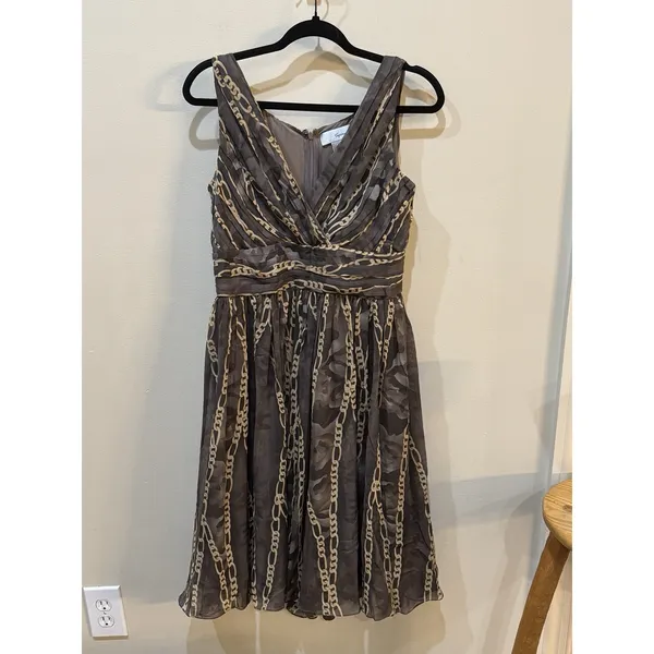 Speigel 100% Silk Chain Link Dress Y2K 2000's Empire Waist‎ Size 6 Equestrian - Image 2