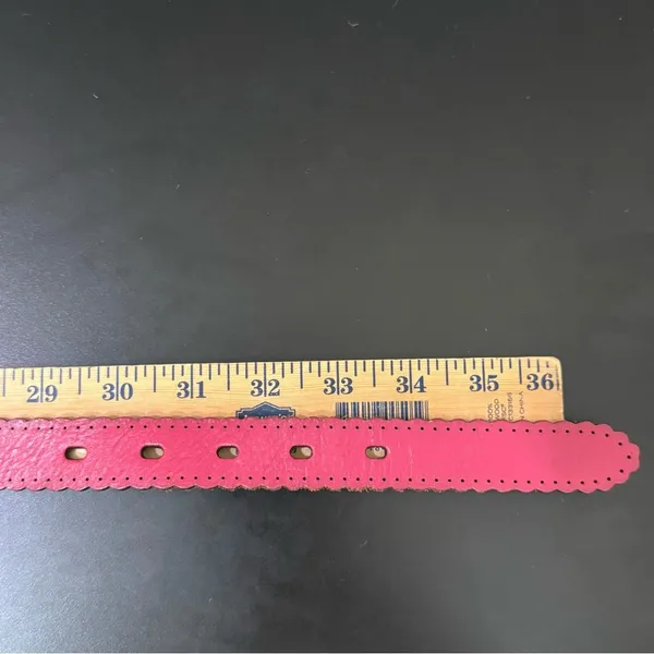 FOSSIL BT4028690 Pink Scalloped Edge Leather Belt Size S Waist 29.5”-33.5” - Image 10