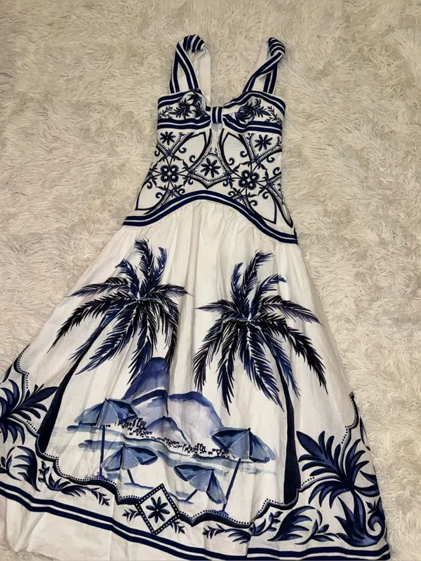 NEW Farm Rio Wonderful City Tropical Print Off White Maxi Dress sz XXS - Image 8