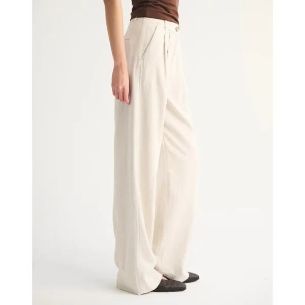 Abercrombie & Fitch Sloane Tailored Pant 27 Cream Linen Blend Quiet Luxury - Image 2